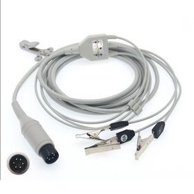 Universal 6 pin one-piece 3 lead ecg cable, animal clip for veterinary test