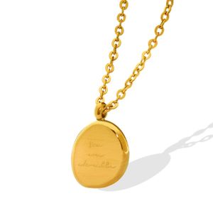 Fashion jewelry necklace stainless steel irregular oval can be engraved creative design attractive women's collarbone chain