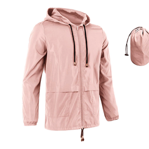 CONMR Women's Lightweight Packaway Rain Jacket Waterproof Outdoor Hooded Coat with Zipper Closure Carry Pouch Summer Casual Wear