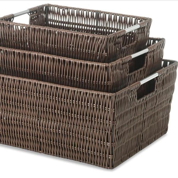 High Quality Fabric Organizing Small Shelves Toy Laundry Nursery Closets Decorative Storage Plastic Rattan Basket