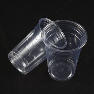 Custom logo printed high-quality Bottle Grade PET Chip made disposable PET plastic cup 98mm 16oz (500ml) cold drink plastic cups