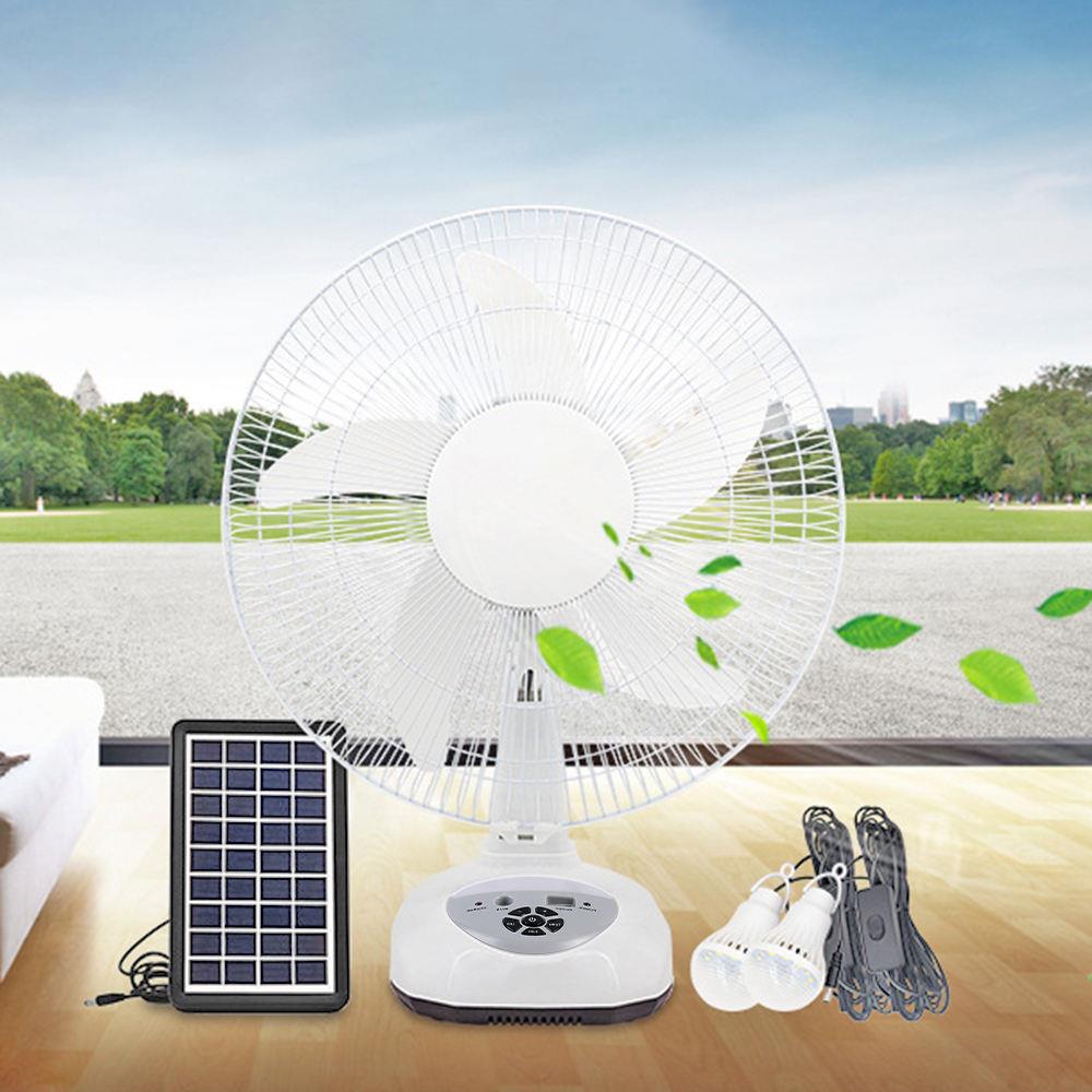Made in YIDE Household Outdoor White 16 Inch Cheap Home 12V Rechargeable Portable And Solar Table Fan With Usb Light