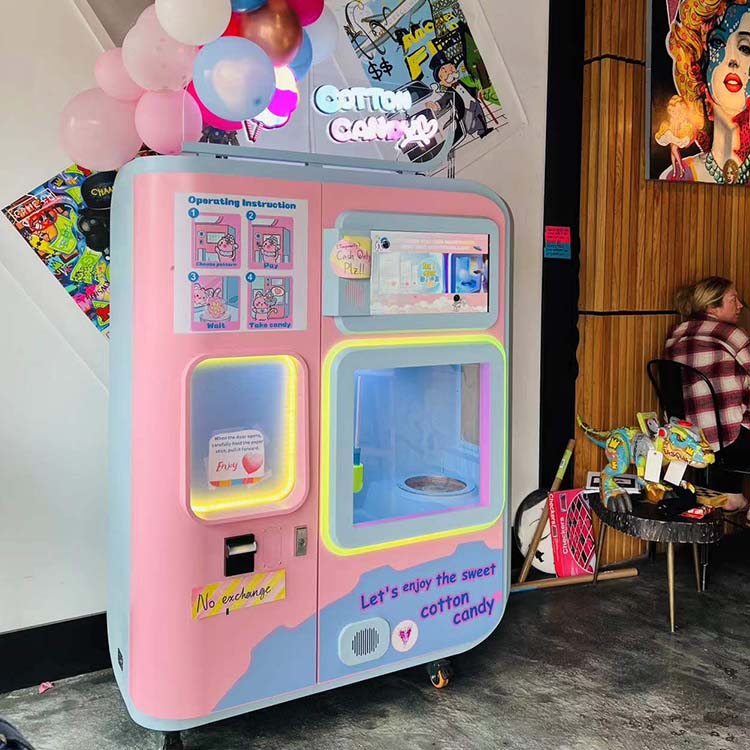 Cotton Candy Robot Arm Fully Automatic Production Candy Low Investment High Benefit Vending Machine For Sale