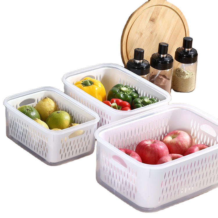 Shenzhen Baoying Daily Necessities Co., Ltd. Household transparent double-layer drainage preservation box, vegetable and fruit storage box, sealed plastic storage box