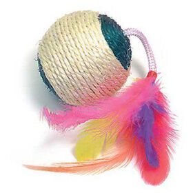 Sisal Ball Cat Toy Catnip with Rattle and Feathers