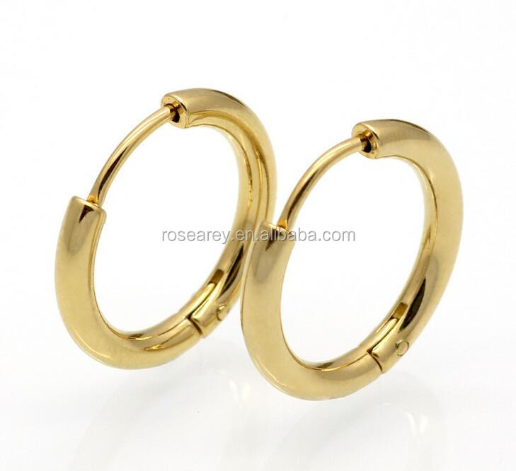 Fashion Saudi 14k Gold Earrings Design Couples Women Titanium Circle Big Hoop Earrings