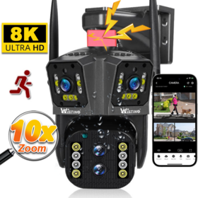 Wistino 8K 10X Zooming Cctv Wireless Wifi Camera Two Way Audio Baby Monitor Waterproof Four Lens Night Vision Network