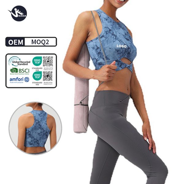 Sports Bra Fitness & Yoga Wear Tights For Womens Clothing Tie Dyeing Vest Customizable Logo Clothing Gym Tank Top Anti Sagging
