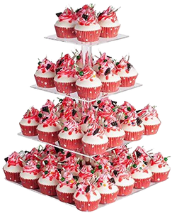 4 Tier Acrylic Cupcake Display Stand With Base Display Rack for Cake Cupcake Tree Wedding Party Decor