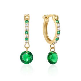 Wholesale Gold Jewelry s925 Sterling Silver 18k RealGold Plated Hoop Earrings With  Colorful  Zirconia Pendant