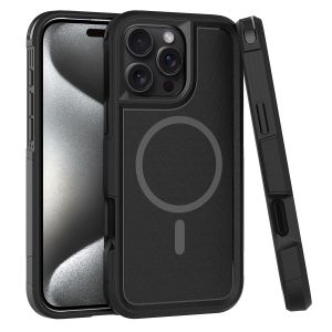Heavy Case With Magnets Sublimation For iPhone 16 Pro Max Mobile Phone Case Shockproof Armor Soft Tpu Hard Pc Bumper Case