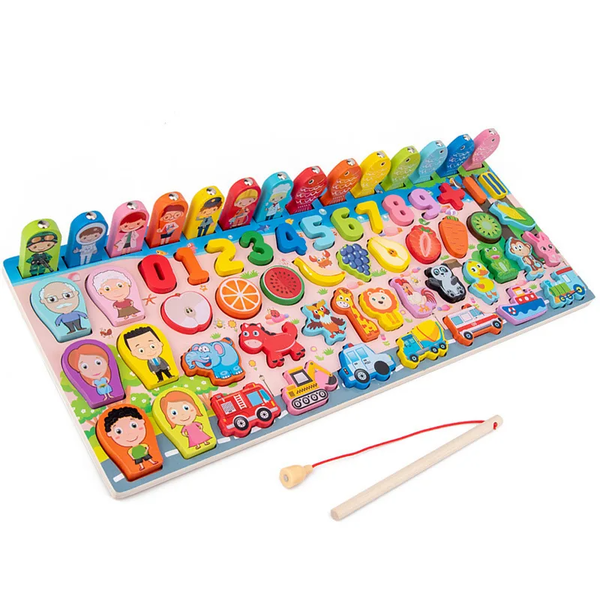 Hot sale Wooden wooden fruit animal fishing game Montessori Educational Geometry cognition board For Kids Toddler Boys&Girls CE
