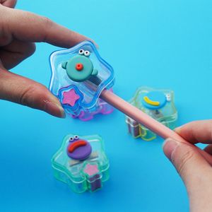 Candy color funny cartoon big mouth five-pointed star shape hand-held multifunctional pencil sharpener