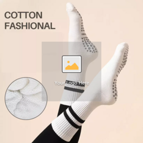 High quality crew sports cotton gym non-slip women custom logo anti slip yoga pilates grip socksPopular
