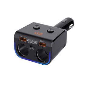 C50 Cigarette Lighter Splitter Type-C QC 3.0 Fast USB C Car Charger 180W Car Cigarette Lighter Splitter Adapter with 2 Sockets