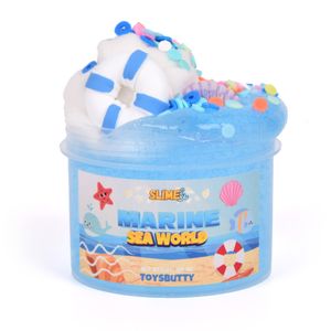 Customized Blue Crystal Slime Sea Theme Cloud Slime with Buoy Charm for Girls Diy Underwater World Slime Kits Gifts