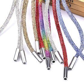 2022 Fashion Sneaker Accessories Shoelace Round Glitter Draw Cord Rope Bling Rhinestone Shoe Laces