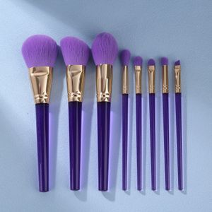 GRACEDO 8pcs purple clear plastic handle gold tube synthetic brush hair private label beauty makeup brush set