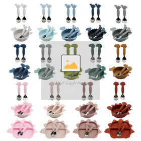 2023 New Arrivals Bpa Free Eco-Friendly Newborn Food Grade Silicone Kids Dining Tableware Bowl Spoon Baby Feeding Set