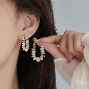 Fashion Light Luxury Niche Color Natural Stone Beaded Pearl Earrings for Women Jewelry Accessories Gift