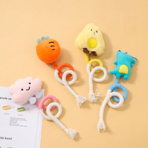 Wholesale Customized Cotton Cats and Dogs Chew Toy Cartoon Funny Plush Grinding Teeth Rope Interactive Pet ChewToys