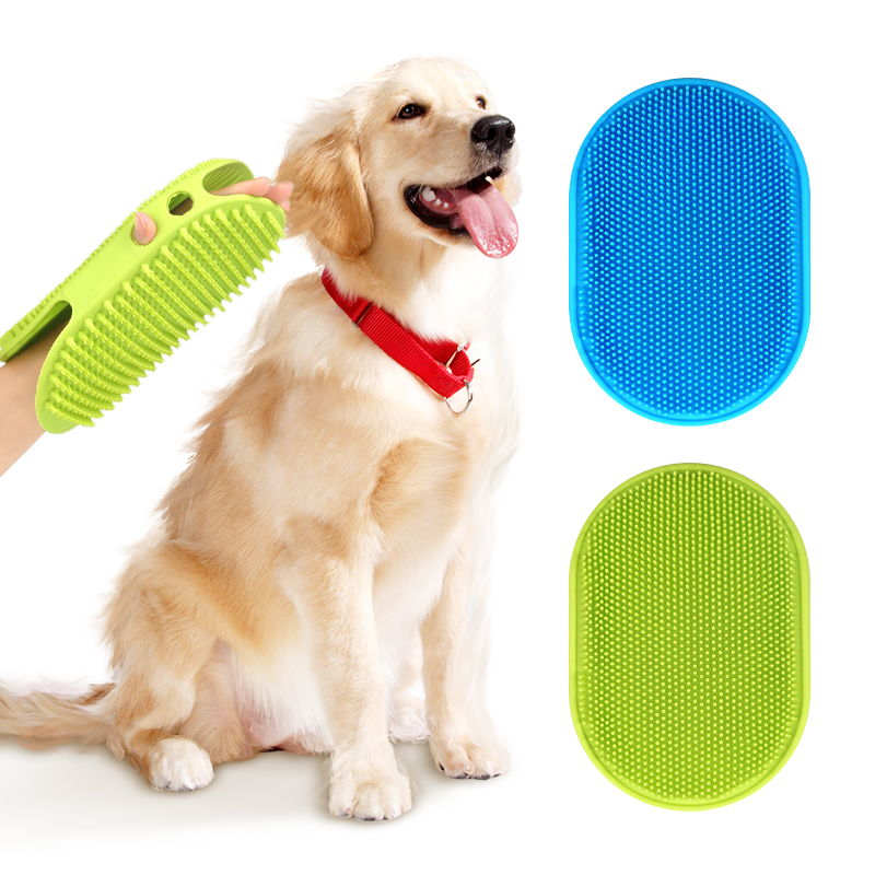 Dog Grooming Brush Pet Shampoo Brush Dog Bath Grooming Shedding Brush Soothing Massage Silicone Comb with Soft Silicone Bristles