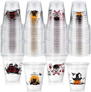 95 mm 16 oz Crystal Clear PET Plastic Cold Coffee Cups With logo print Halloween Disposable Cups