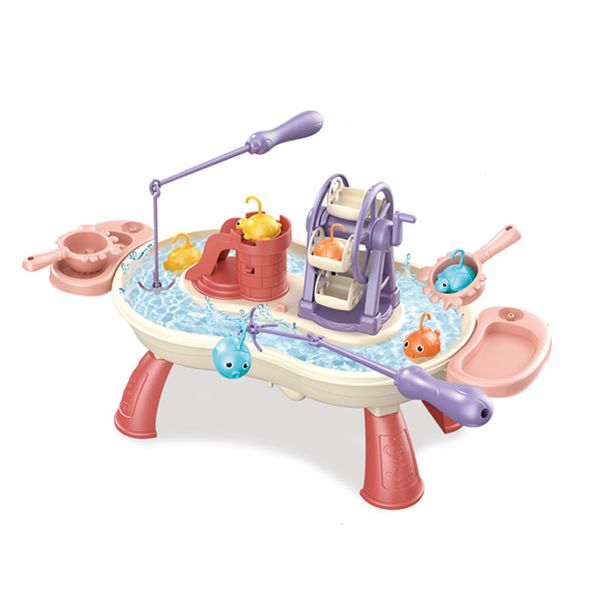 Cute Children's Fishing Toy Set Flowing Water Light Music Double Match Fishing Game Kid Puzzle Toys