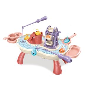 Cute Children's Fishing Toy Set Flowing Water Light Music Double Match Fishing Game Kid Puzzle Toys