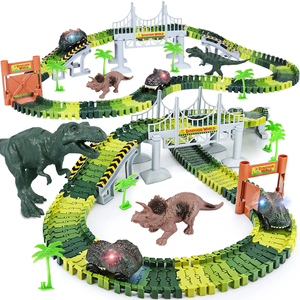 Fivestar DIY Assembled Race Slot Car Electronic Toy Dinosaur Railway Track Racing Children Toys Plastic Color Box
