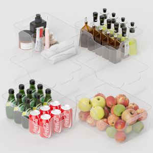 Popular custom transparent PS material rectangular kitchen organizer Plastic container storage box Refrigerator refrigerator st