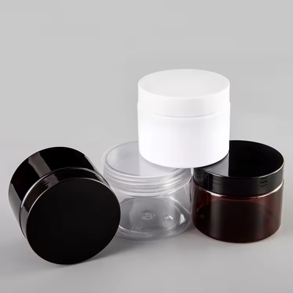 High Quality Cosmetic Jar 50ml 100ml 200ml PET Plastic Packaging For Face Cream Skin Care Cream Lotion Moisturiser With Lids