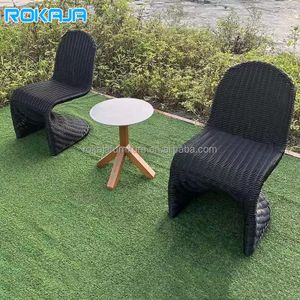 Outdoor Creative Rattan Single Chair Solid Wooden Tea Table Set Villa Terrace Table And Chairs Set Wedding Wicker Chairs