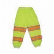 High-visibility Pants with 2-tone Reflective Safety Strips and Fluorescent Orange Polyester Mesh