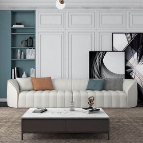 Hndfk Foshan Latest Design Italian White Leather Sofas Luxury Furniture Chaise Lounge Modern Living Room Leather Sofa Set