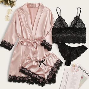 Allure Women Plus Size Silk Satin Sexy Sleepwear Pajama Nightwear Sets