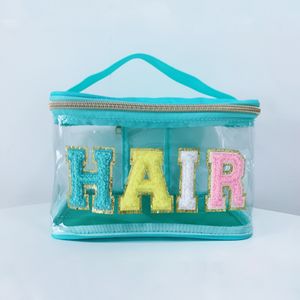 Women's Cosmetic Makeup Bags Chenille Letter Makeup Bag Travel Toiletry Zipper Large Washing Girly Pouch