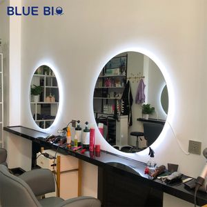 Popular Hairdressing Beauty Backlit Salon Styling Mirrors Supplier Round Barber Shop Hair Salon Mirror with led lights