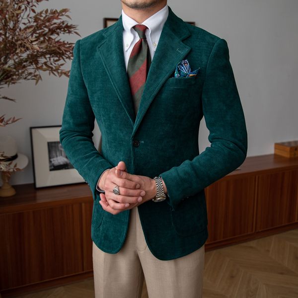 Men's Corduroy Slim Fit Suit Made in Turkey Business Casual Vintage Casual Blazer