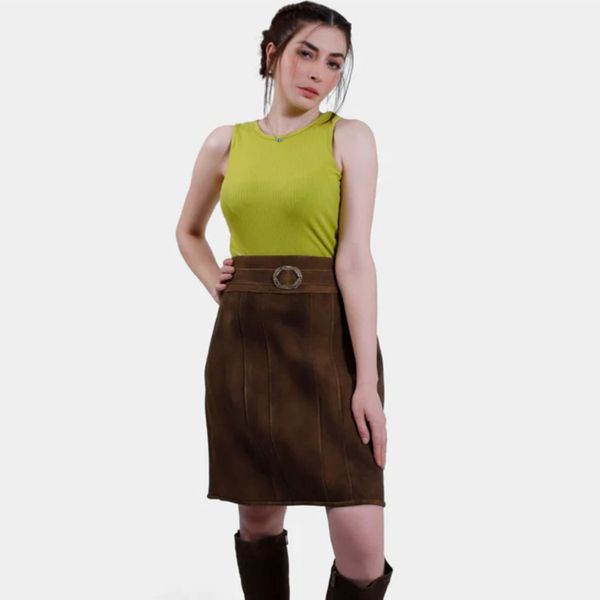 Womens Custom Bavarian Leather Skirt Authentic Oktoberfest Skirt with Detailed Embroidery For Festivals and Celebrations
