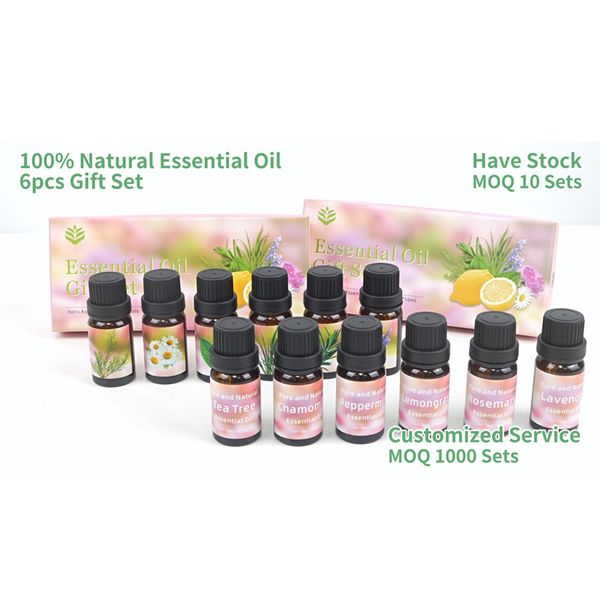 6 Bottle  Aromatherapy Essential Oil Wholesale Essential Oil Kit 100% Pure Essential Oil Gift Set
