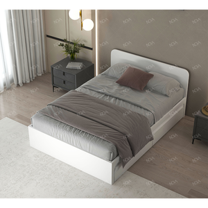 NOVA White Matte Painting Apartments Bedroom Furniture Customized Size Single Platform Bed With Storage Drawers