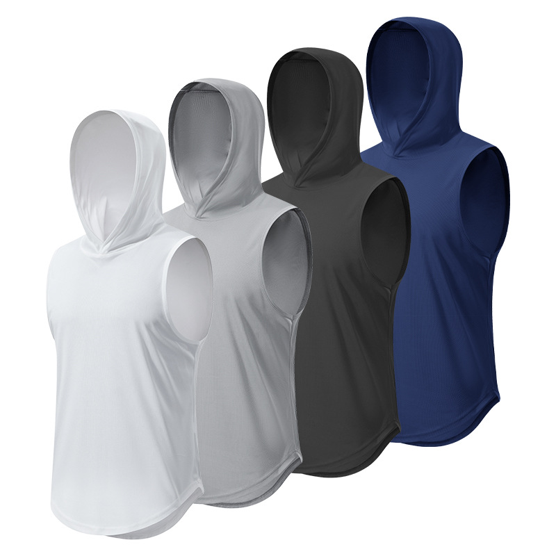 Wholesale Men's Gym Wear Hooded Tank Top Sportswear Custom Training Men's Fitness Quick Dry Sleeveless Tee Shirts
