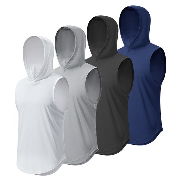 Wholesale Men's Gym Wear Hooded Tank Top Sportswear Custom Training Men's Fitness Quick Dry Sleeveless Tee Shirts