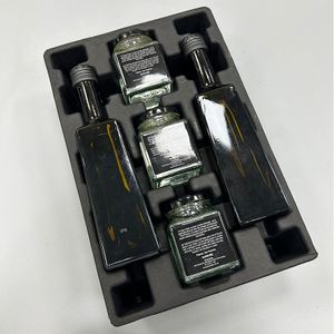Black Protection Packaging Insert Tray Biodegradable Dry Press Molded Pulp Packaging for Olive Oil And Jam Set