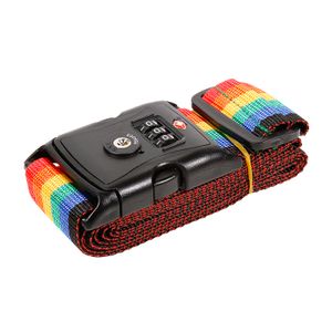 Travelsky high quality Colorful rainbow adjustable suitcase belt luggage strap with TSA lock
