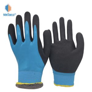 NMSHIELD Construction Waterproof Nylon Glove Sandy Latex Cut Level 4 Gloves Thermal Winter Glove for Worker