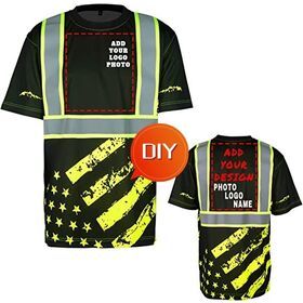 Custom Screenshot Logo DIY National Flag Safety Hi Vis T Shirt Reflective Sublimation Workwear T Shirt Safety Clothing