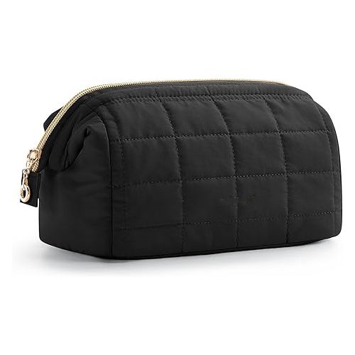 Makeup Bag Travel Cosmetic Bag and Puffy Padded Make Up Bags Large Capacity Makeup Organizer Case with Wide-open Pouch Purse