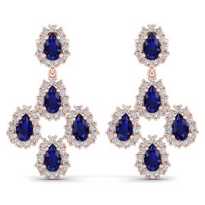 REYES Wholesale Price 925 Sterling Silver Moissanite Bridal Wedding Jewelry Blue Sapphire Gemstone Waterdrop Dangle Earrings